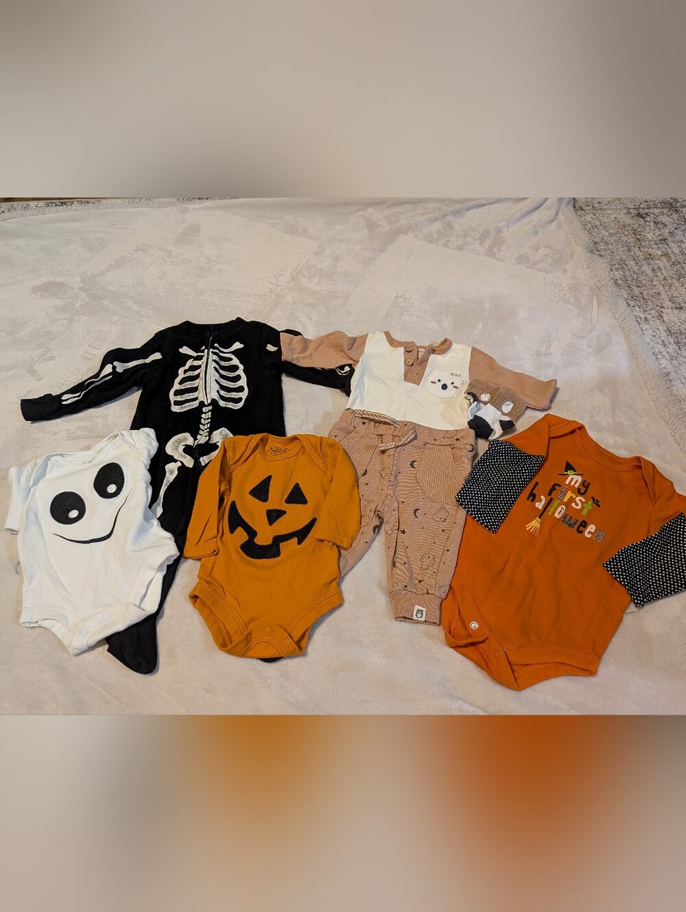 7-piece lot of baby infant Halloween clothing Newborn 0-3 months 3-6m Ghost Fall - Picture 1 of 6
